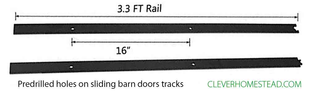 Predrilled holes on sliding barn doors tracks